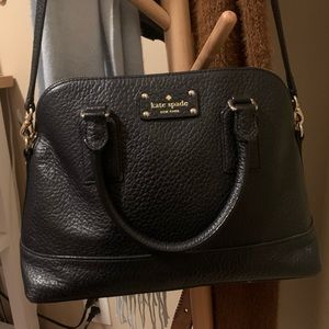 Pebbled black leather Kate Spade crossbody purse bag
